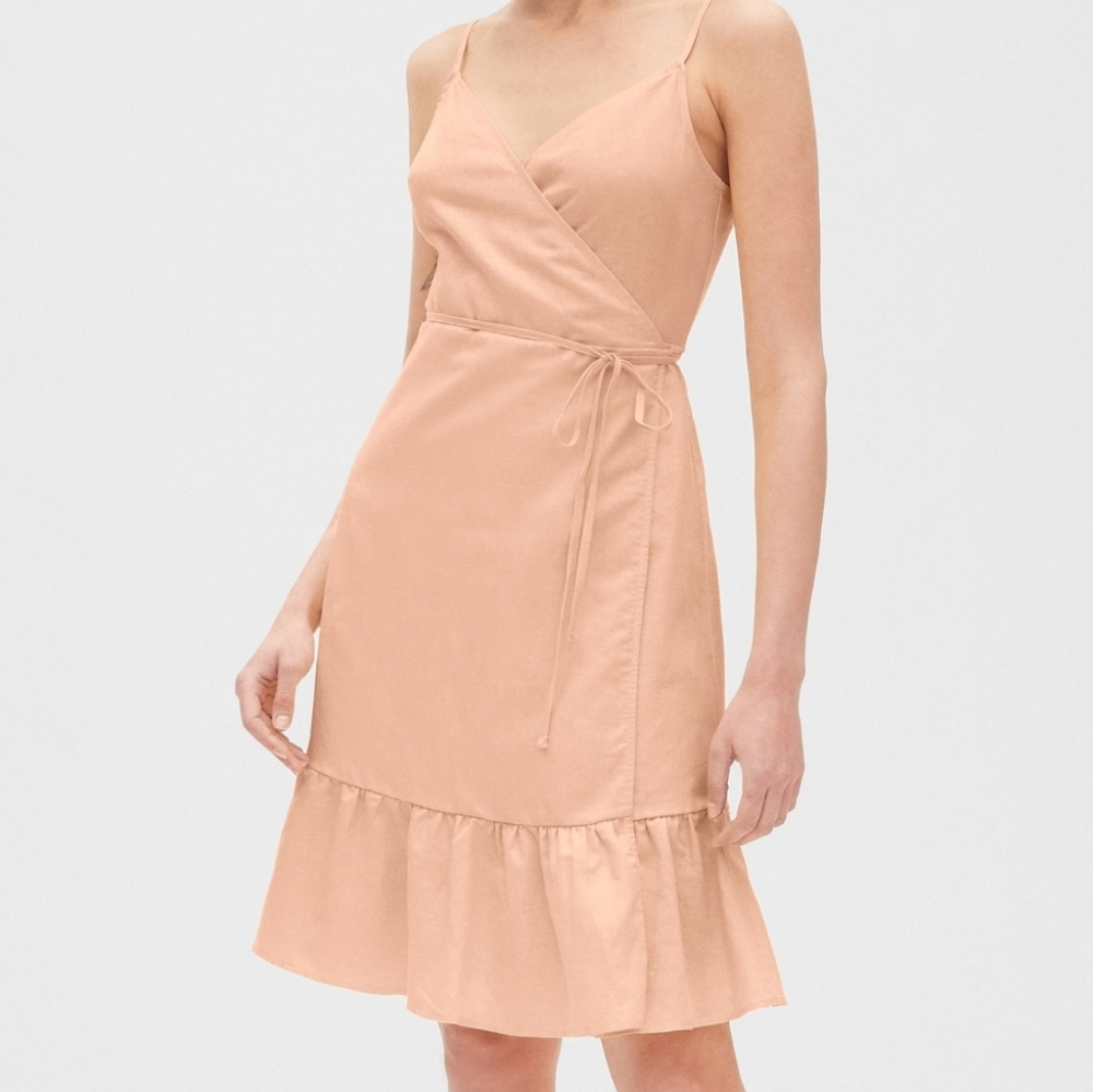 GAP Cami Wrap Ruffle Dress, Dusty Pink, XS